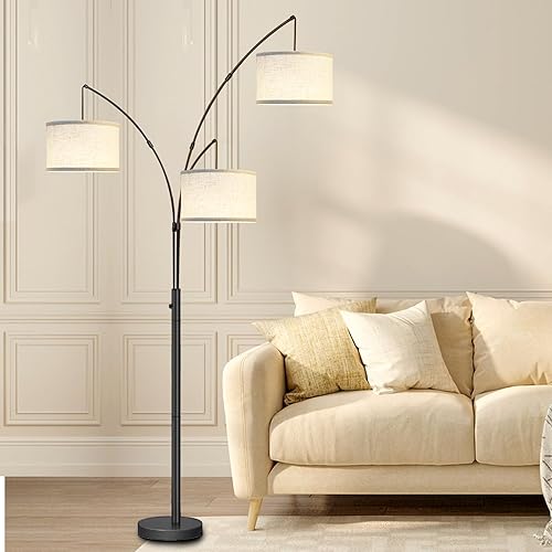 Miniatura 6 de Lámparas de pie de arco para sala de estar, moderna lámpara de pie de mediados de siglo con base pesada para dormitorio oficina, lámpara de pie