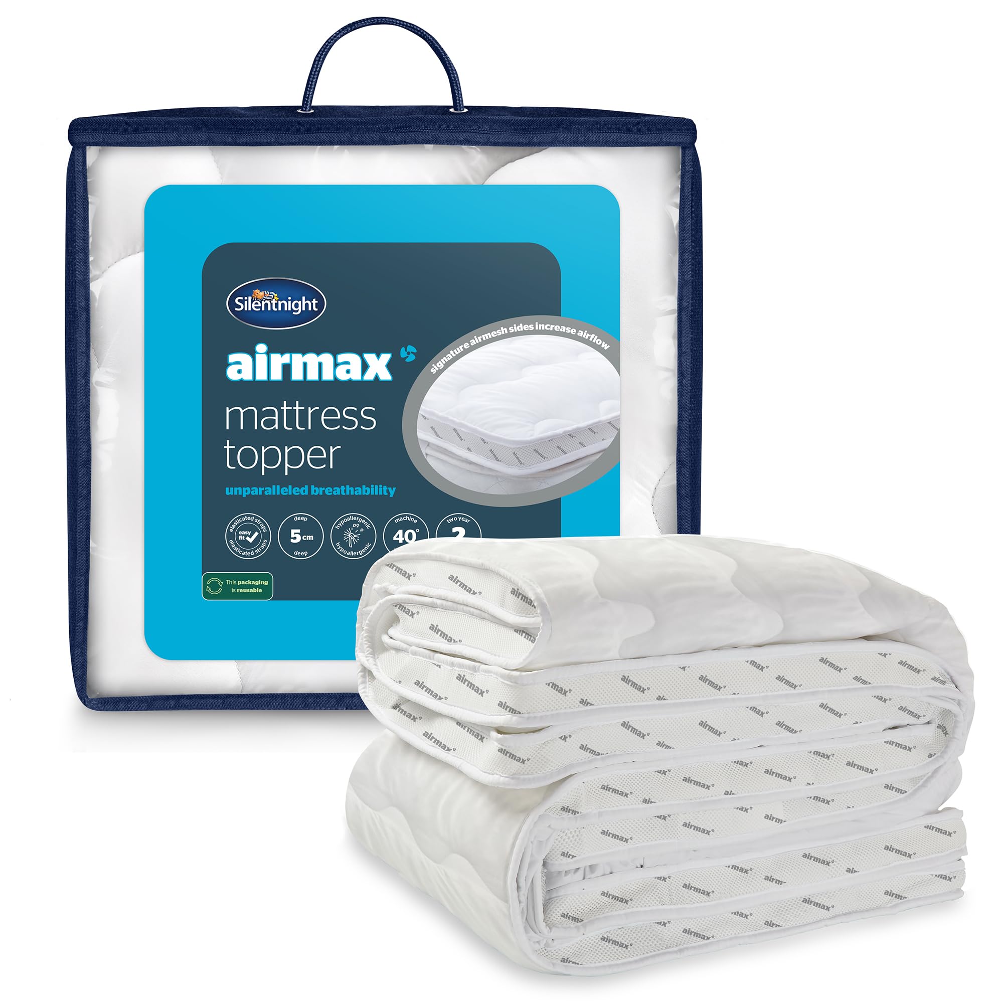 Silentnight Airmax Mattress Topper, White, Double