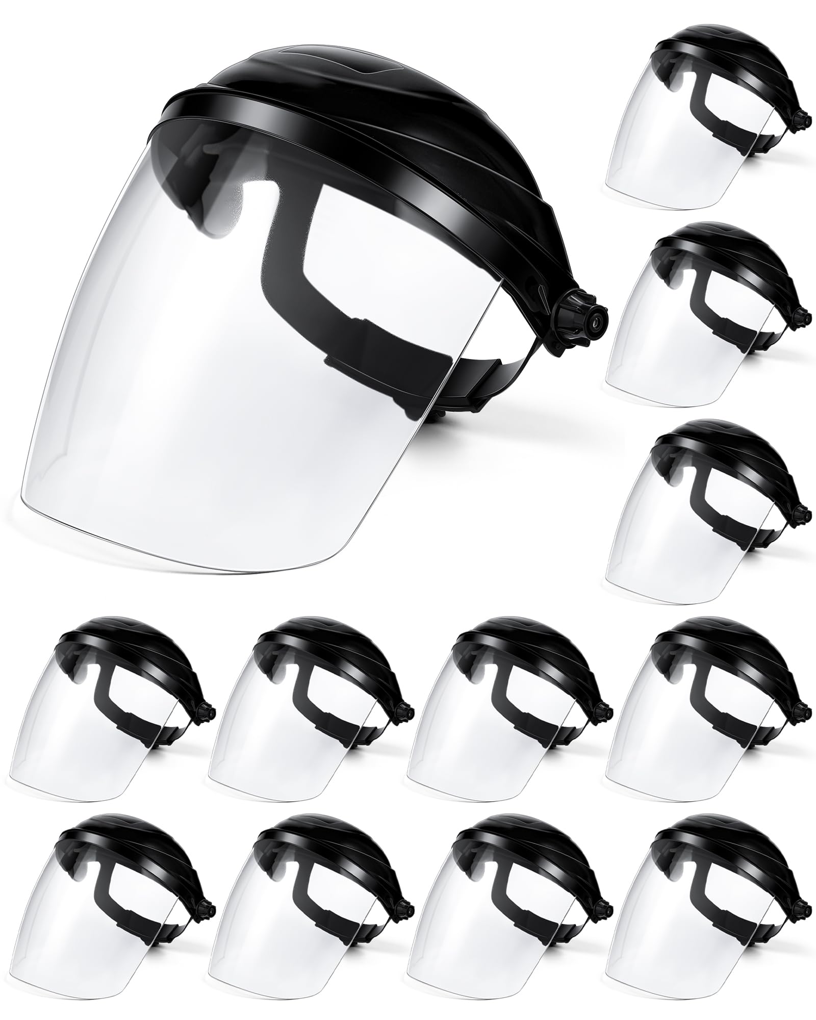 Tellegloww 12 Pack Face Shield for Grinding and Cutting, Black Frame
