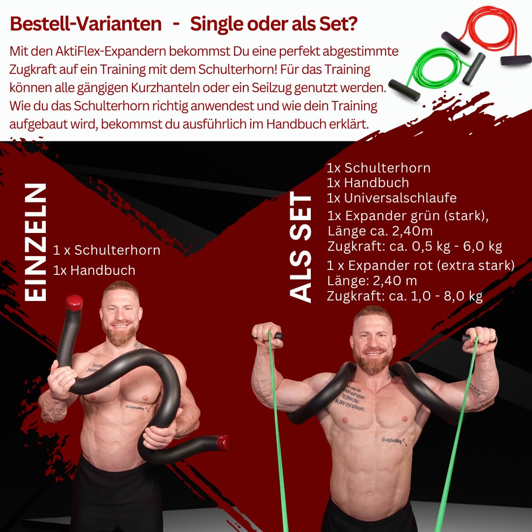 Schulterhorn® Schultertrainer für Kraftsport & Fitness – gegen Schulterschmerzen – Rotatorenmanschette stärken – bei Impingement, Kalkschulter & Bursitis – Made in Germany