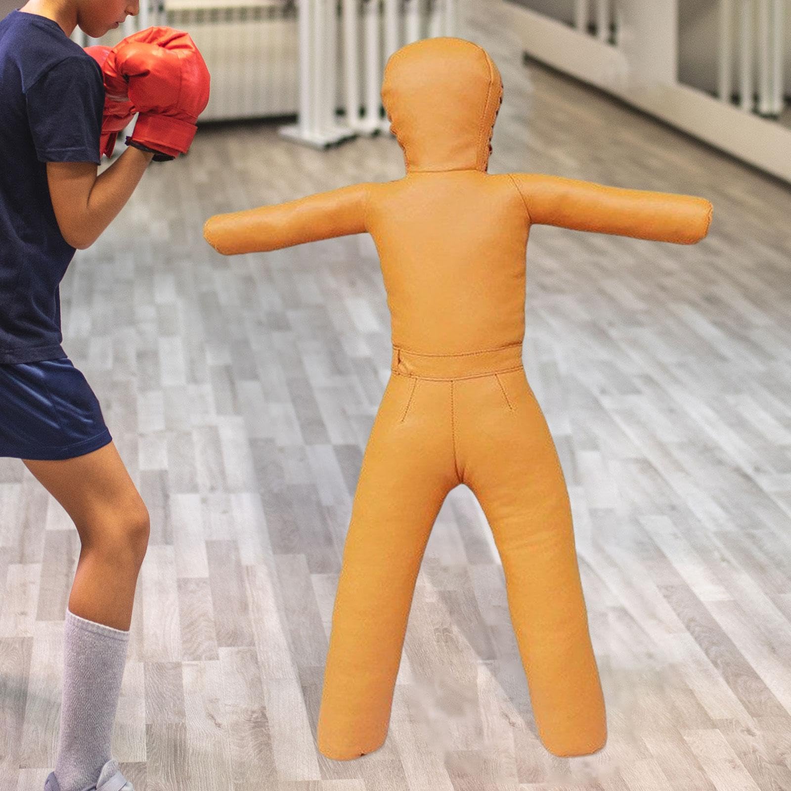 kowaku Fighting Training Dummy 130cm Tall Unfilled Exercise Easy Carrying Sturdy Karate Training Equipment Tackling Dummy PU Leather, Yellow
