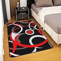 Vista 4 de jejeloiu Alfombra de Área con Líneas de Tiras Geométricas, Alfombra Decorativa para Sofá, Juego de Alfombras Decorativas Abstractas para Dormitorio