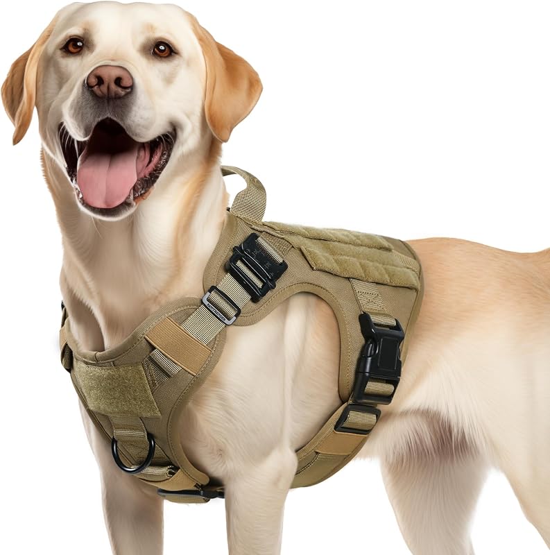 Peitoral Vest Tático para Cães Médios rabbitgoo em Nylon 1050D com 2 Pontos de Guia e Ajuste Completo