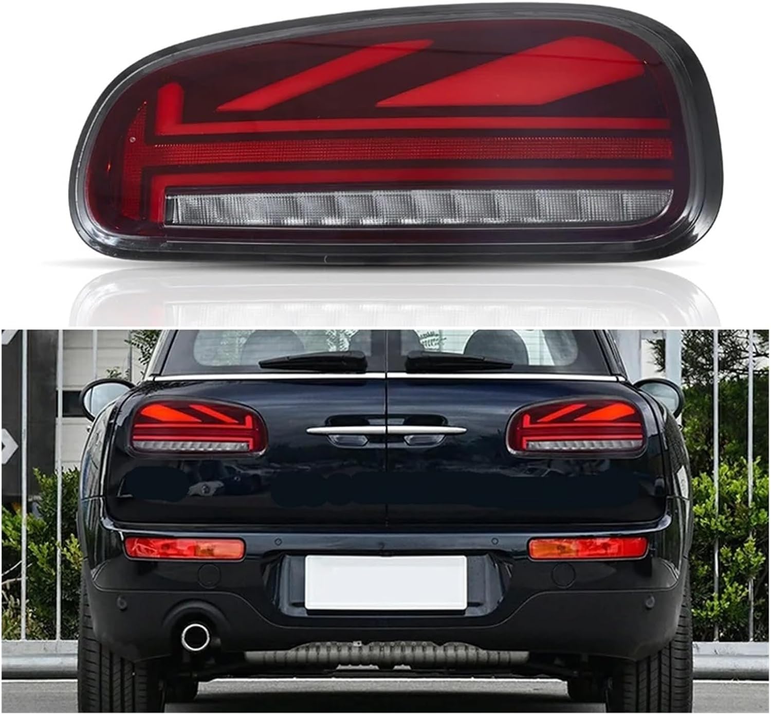 Rear Running Light + Brake Lamp + Reverse + Dynamic Turn Signal Car LED Taillight Tail Light Compatible With Mini F54 Clubman 2015-2022(Red and black)