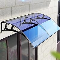 Vista 1 de Cubierta de policarbonato curvada azul, cubierta de aleación de aluminio, refugio de lluvia para ventana del hogar, toldo de ventana de puerta