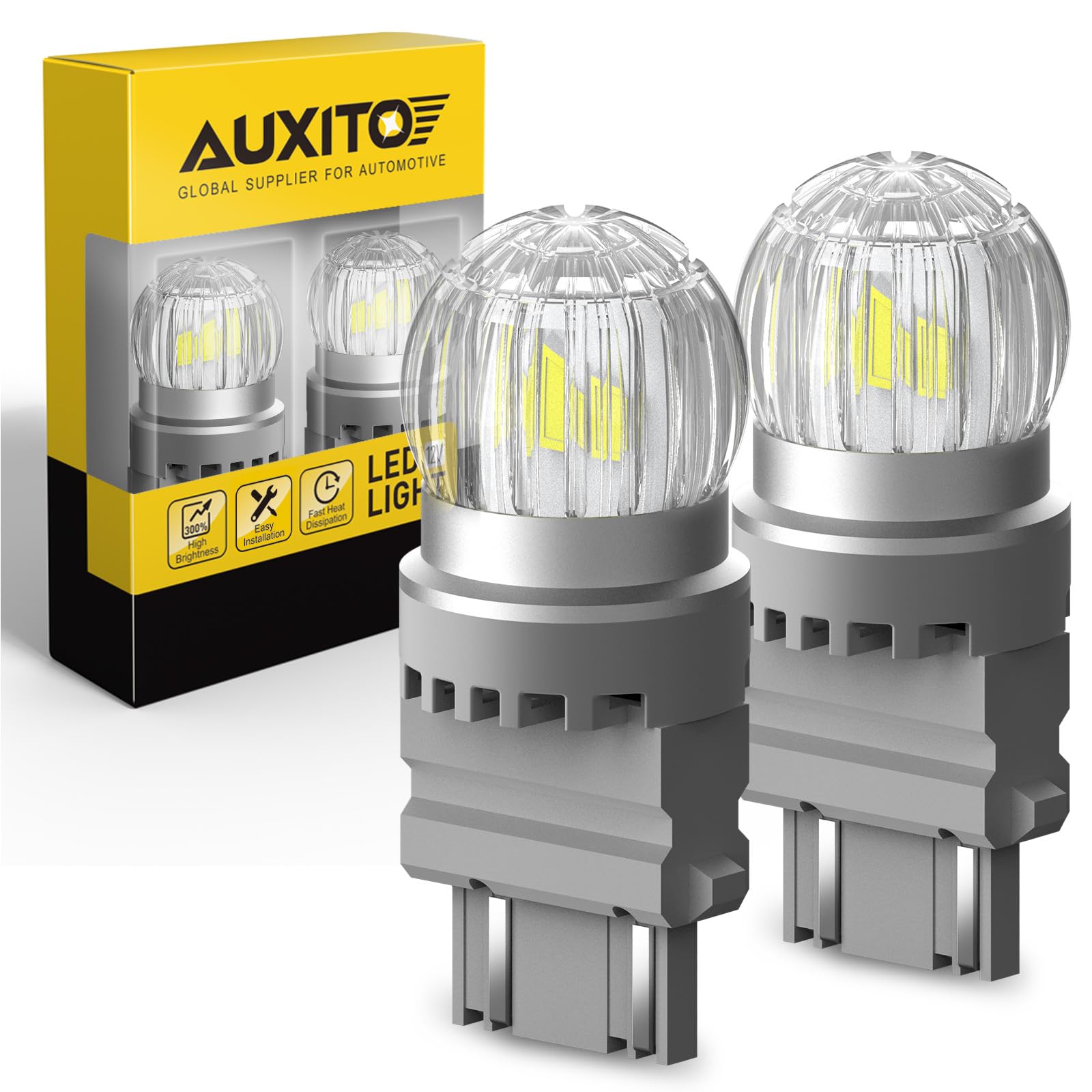 AUXITO 3157 LED Bulb White Reverse Lights 3200LM Super Bright, 3056 3156 4057 4157 Light for Tail Light, Backup light, DRL, Parking Light, Pack of 2