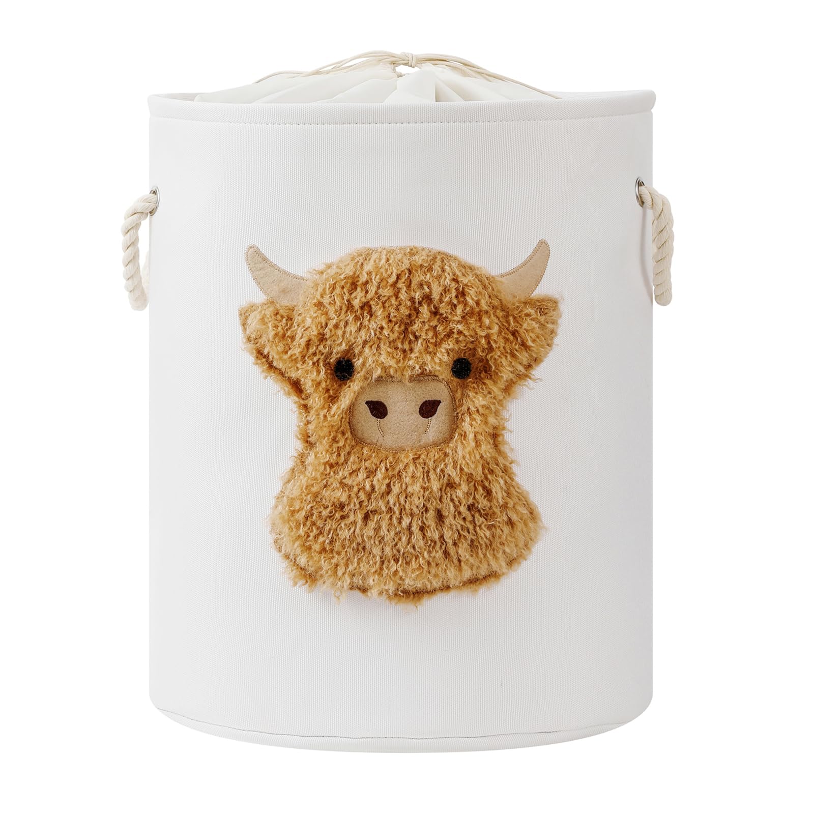 Kids Laundry Basket Baby Hamper for Nursery, 58L Large Dirty Clothes Hampers with Drawstring Closure, Highland Cow Baby Stuff Storage Basket, Stuffed Animal Storage Basket Canvas Toy Laundry Hamper โ image 1