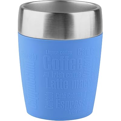 Emsa 514515 Travel Cup, Insulated Drinking Cup with Rotating Closure, 200 ml, Blue