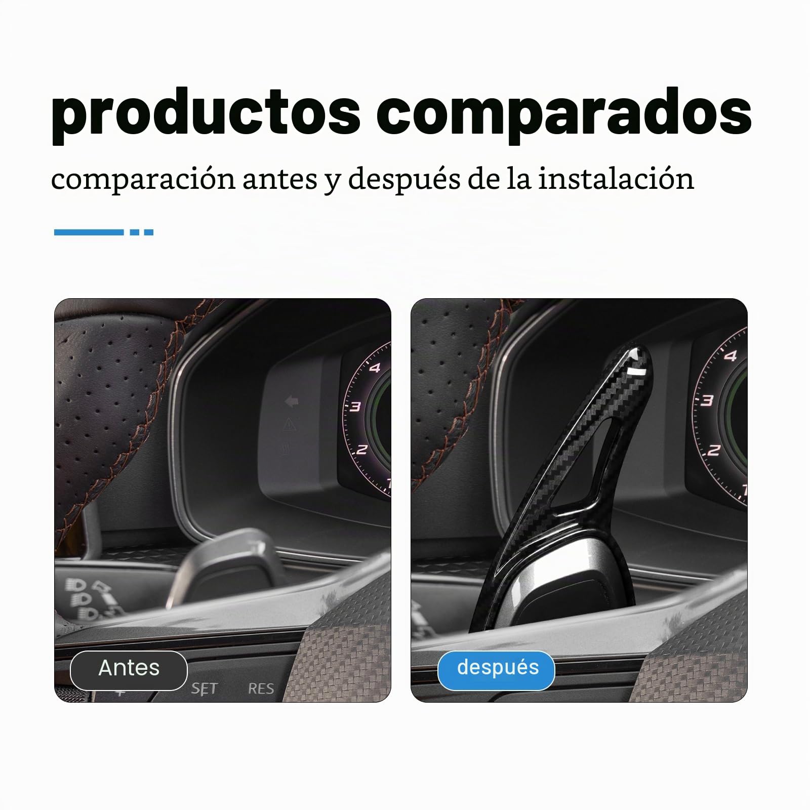 KUNGKIC Extensión de balancín de volante ABS para Seat Cupra Leon Ateca Formentor 2021 2022 2023 2024 2025 (patrón negro de fibra de carbono)