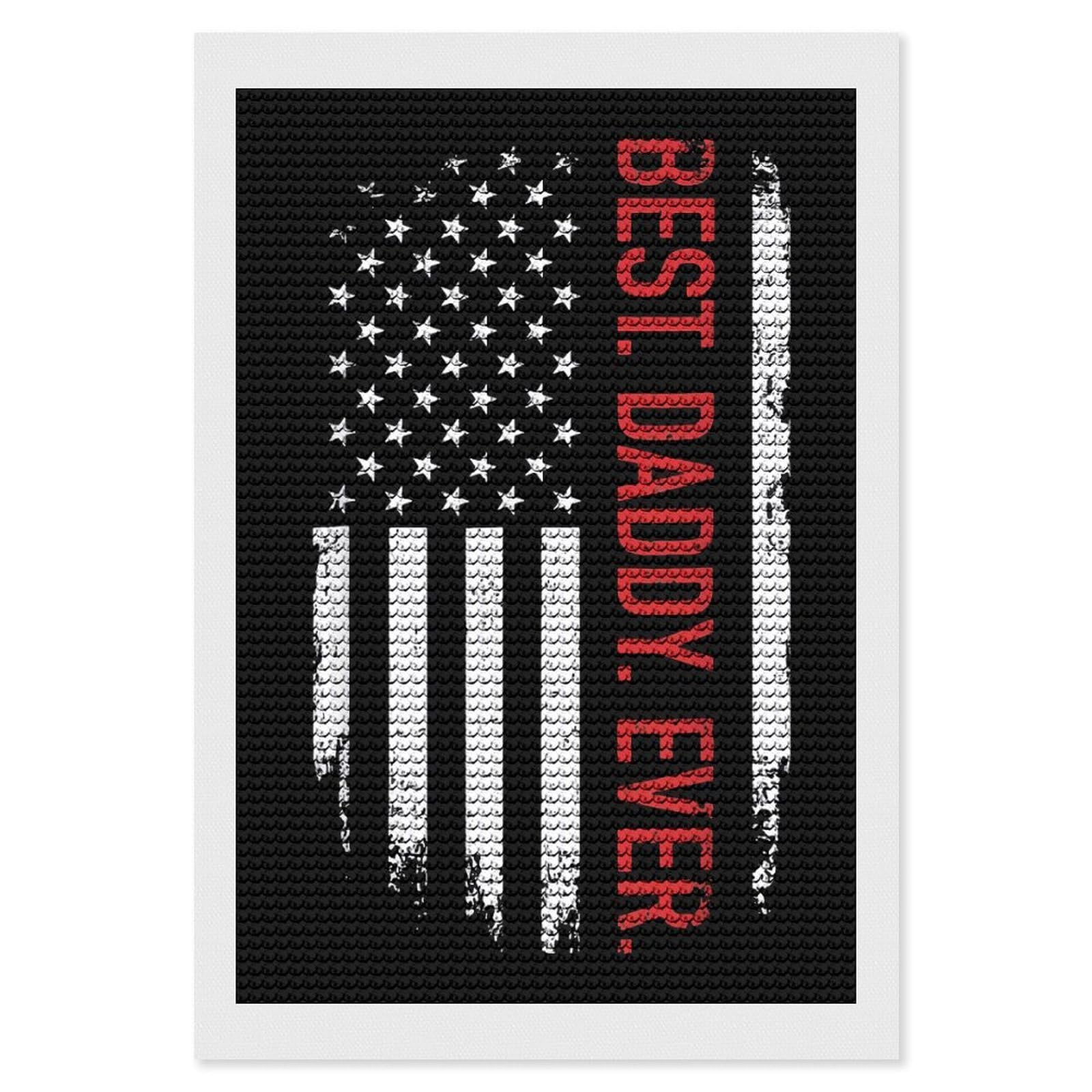 Junmoney Best Daddy Ever Diamond Painting Canvas Kit 8"x12", Adhesive Canvas, Christmas Gift, Full Kit Included, Thoughtful Present
