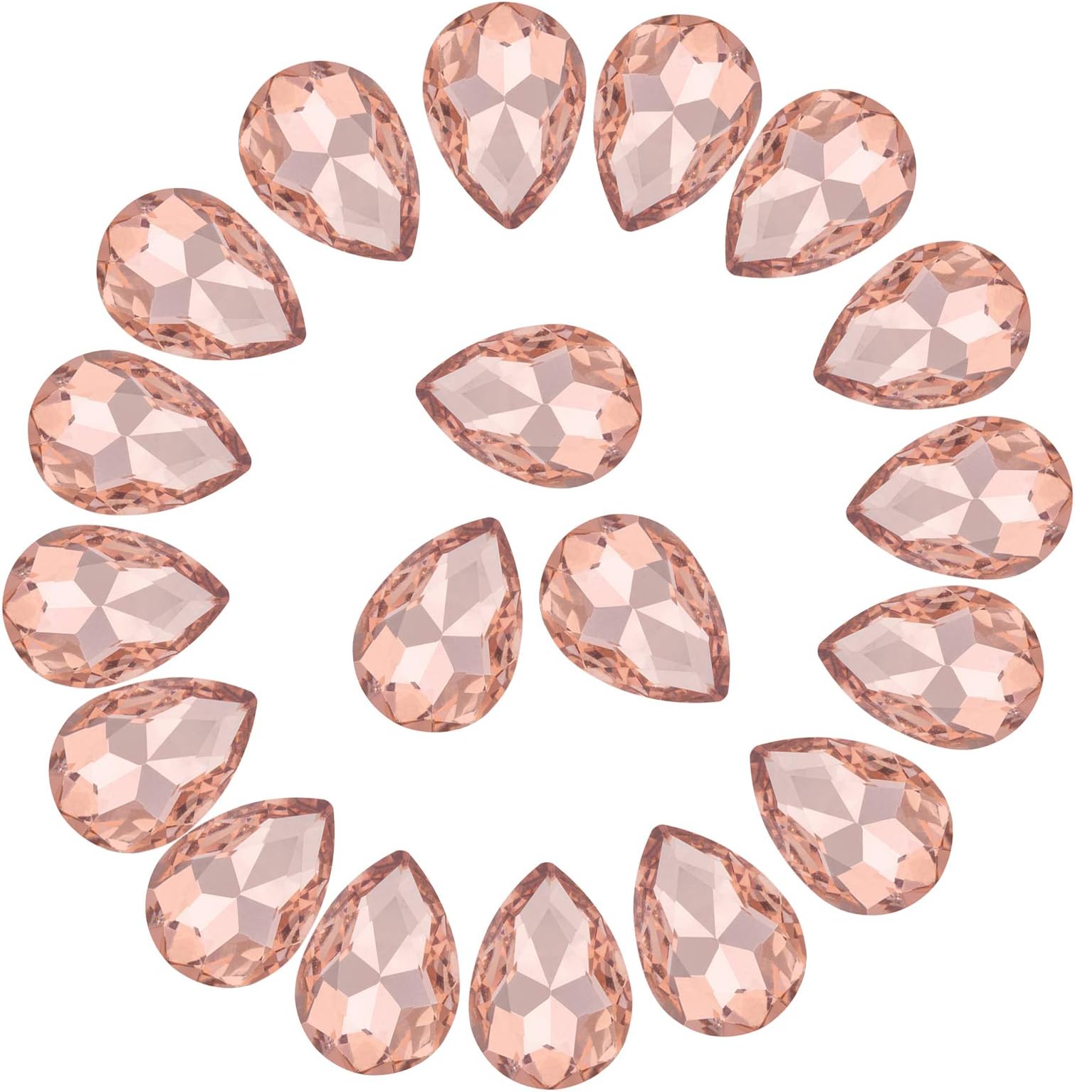 Jyukan DIY Teardrop Crystal AB Resin Rhinestone Pointback Glass Faceted Jewelry Making Craft (50Pcs)