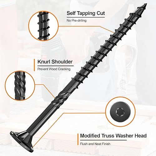 Miniatura 3 de #10 x 2-12" Tornillos para Terraza, 108 Piezas Tornillos para Madera con Cabeza Estrella, Tornillos para Madera Resistentes al Óxido para