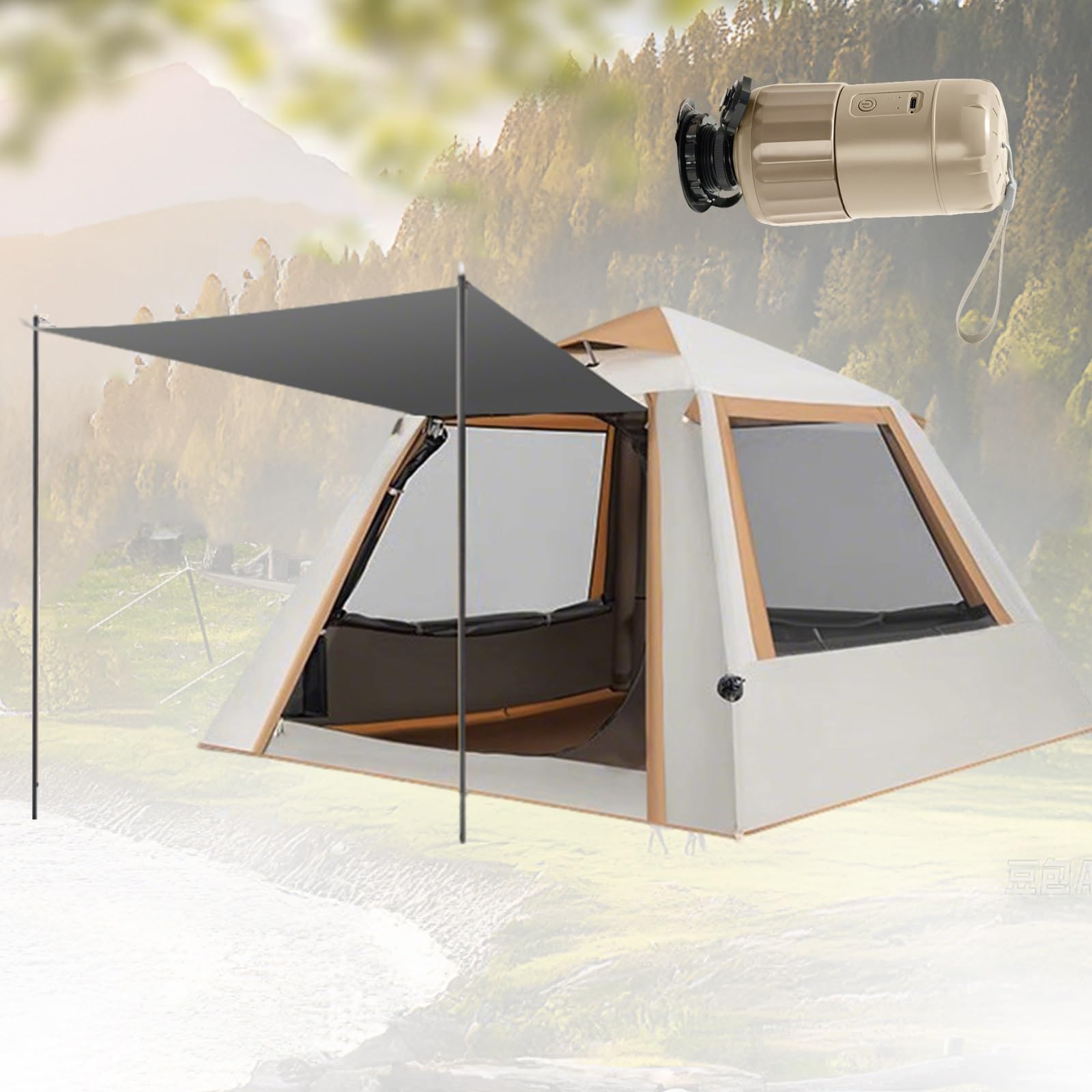 インフレータブルテント エアーテントテント 4人用 ロッジテント ベージュ インフレータブルテント エアーテントテント 4人用 ロッジテント