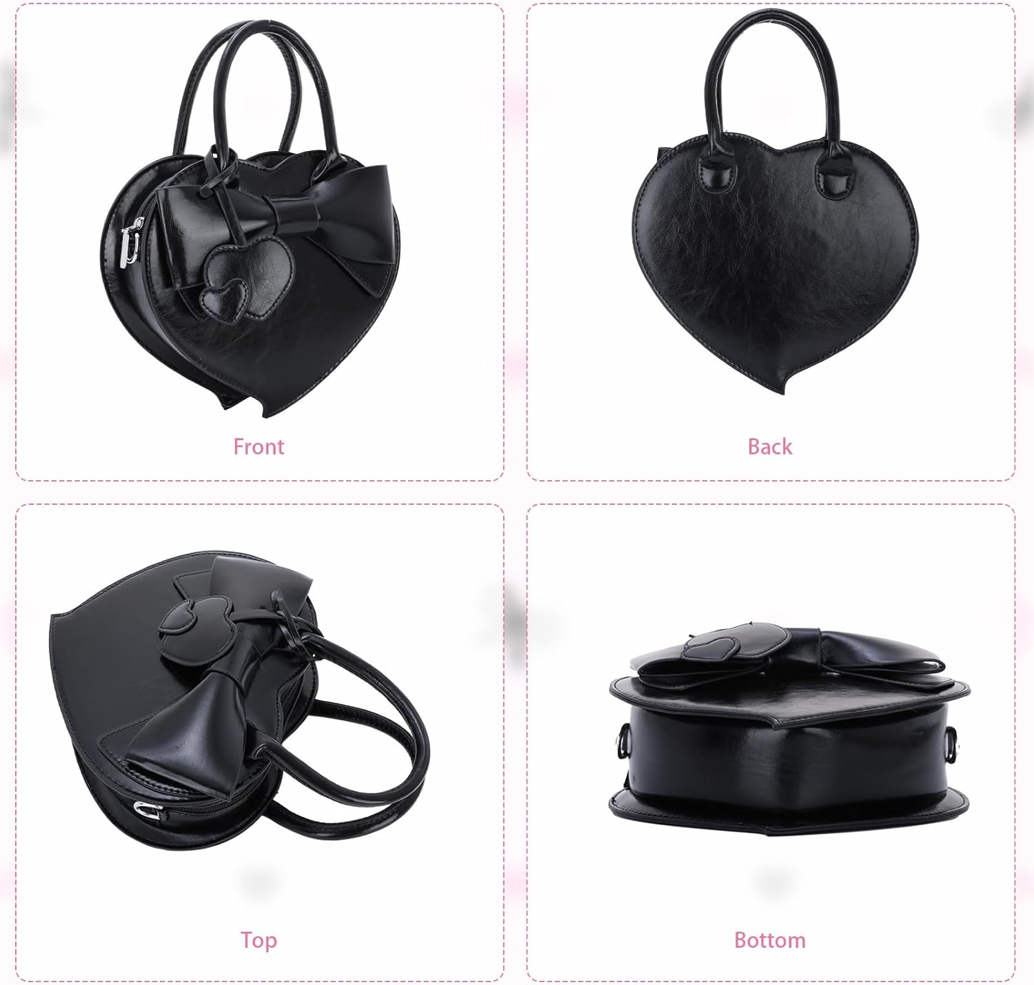 KUANG! Women's Bowknot Tote Purse Shoulder Bag Heart Crossbody Pu Leather Top Handle Handbag for Women - Image 3