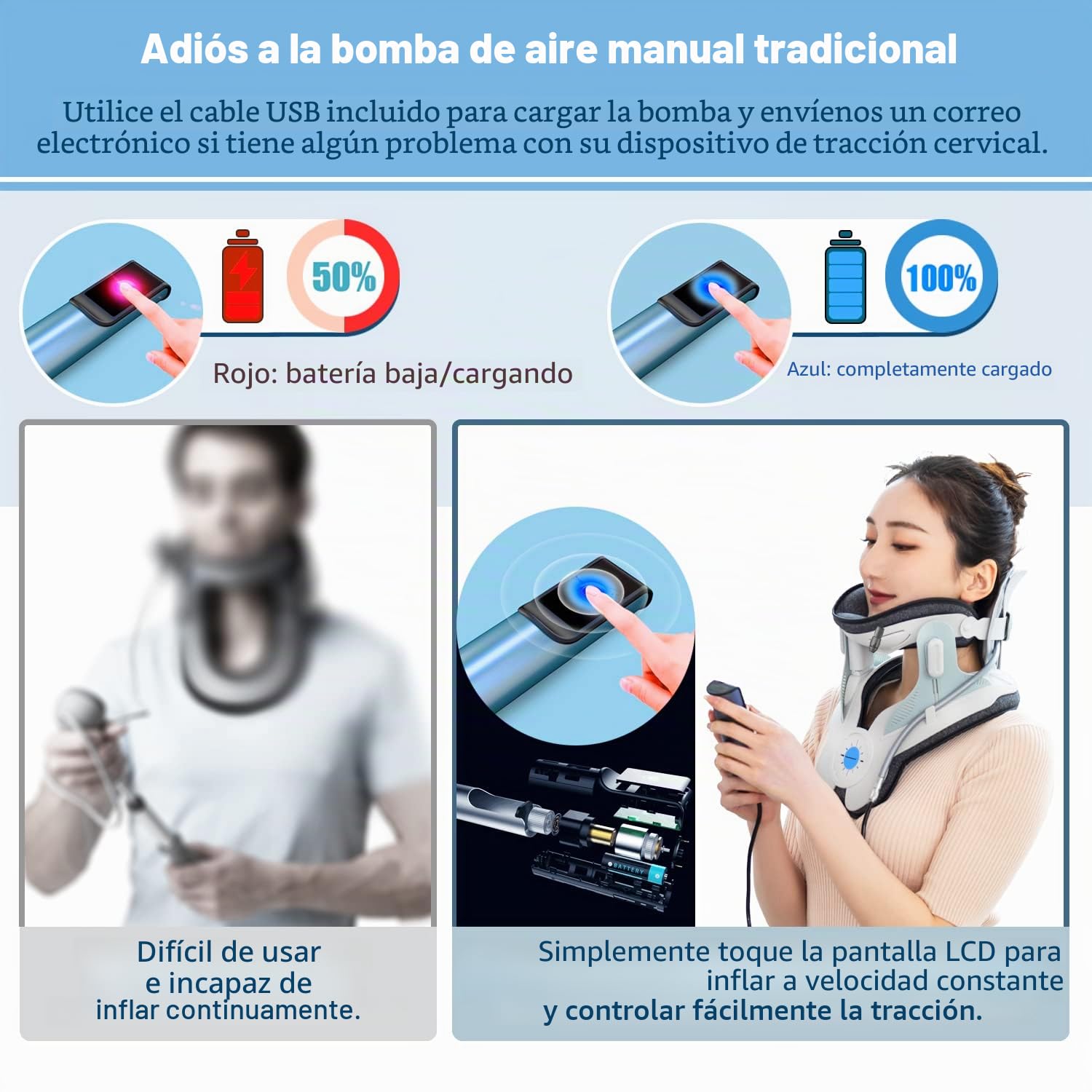 Dispositivo de Tracción Cervical Eléctrico Ajustable - Alivia el Dolor de Cuello y Cuello - Fácil de Usar en Postura de Pie - Terapia de Tracción para Aliviar la Tensión y Mejorar la Movilidad
