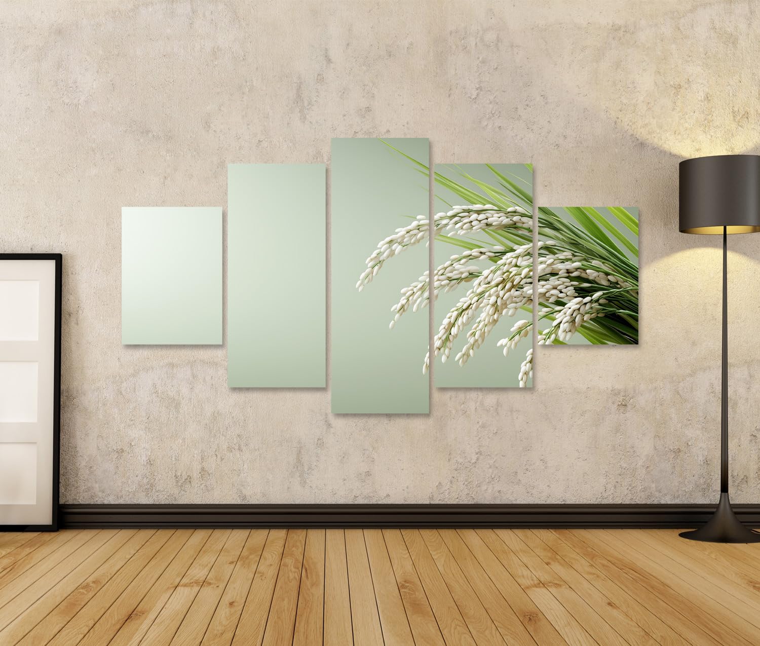 islandburner Bild auf Leinwand Reifer Reis auf grünem Hintergrund für Küche Hobbyköche Feinkostgeschäft Bilder Wandbilder Poster