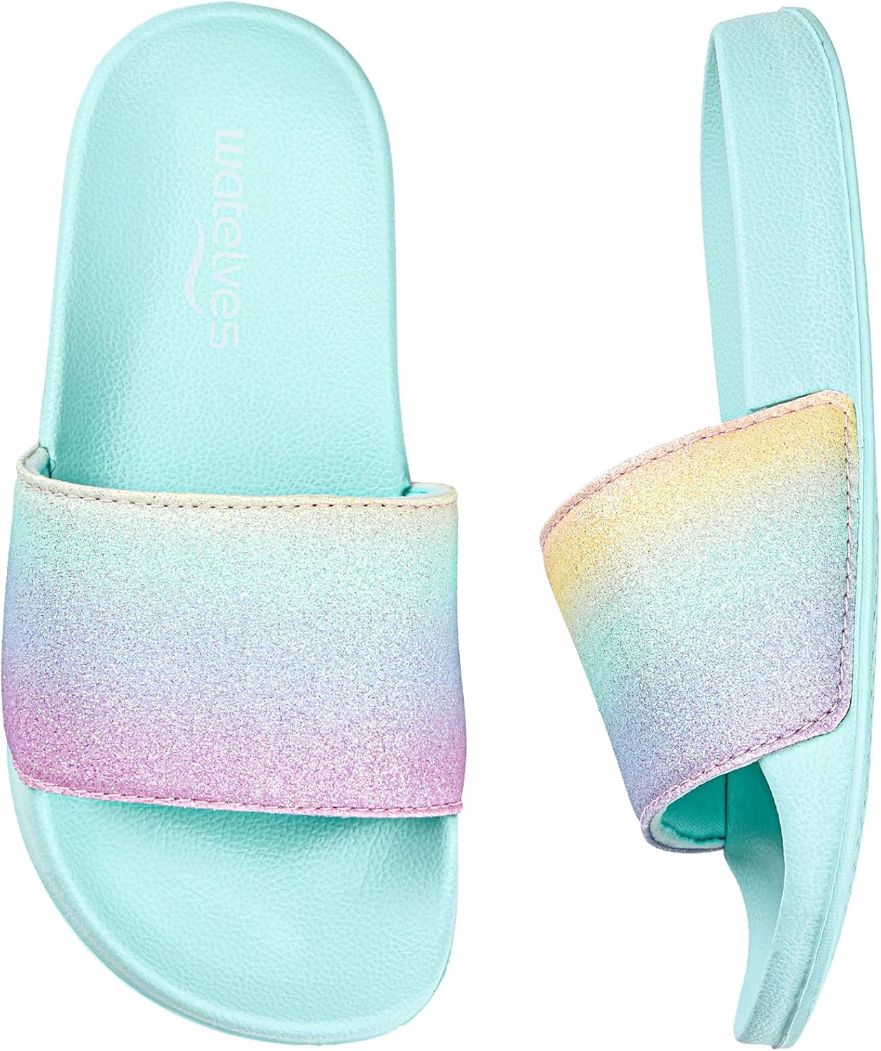 WateLves Girls & Boys Slide Sandals Kids Summer Slippers Slip On for Outdoor Beach Pool Shower (Little Kid/Big Kid)