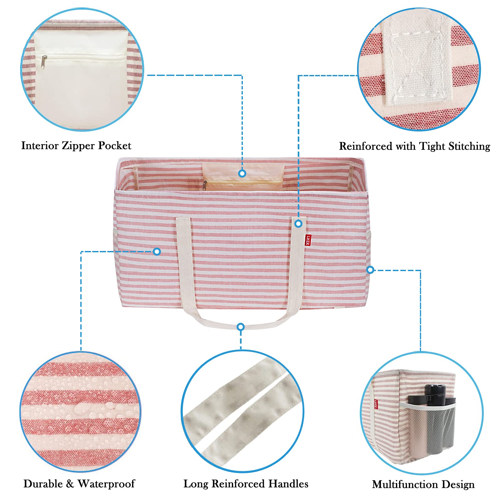 LHZK Standing Extra Large Utility Tote Bag with Metal Wire Frame and the Sides Rinforced, Foldable Grocery Tote Bag Beach Bag