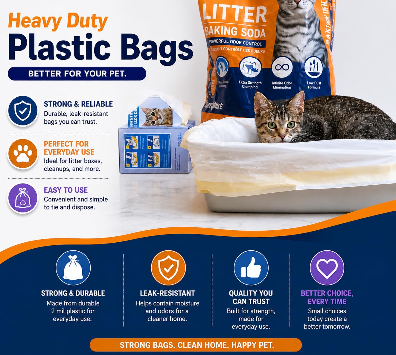 Bolsas de arena grandes con cordón, resistentes para caja de arena para gatos (extragrande)