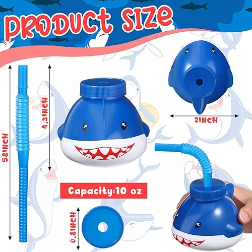 Miniatura 2 de Zubebe 24 tazas de fiesta de tiburón de 10 onzas, decoraciones de fiesta de tiburón, tazas de plástico para beber bebidas con tapas para pajitas,