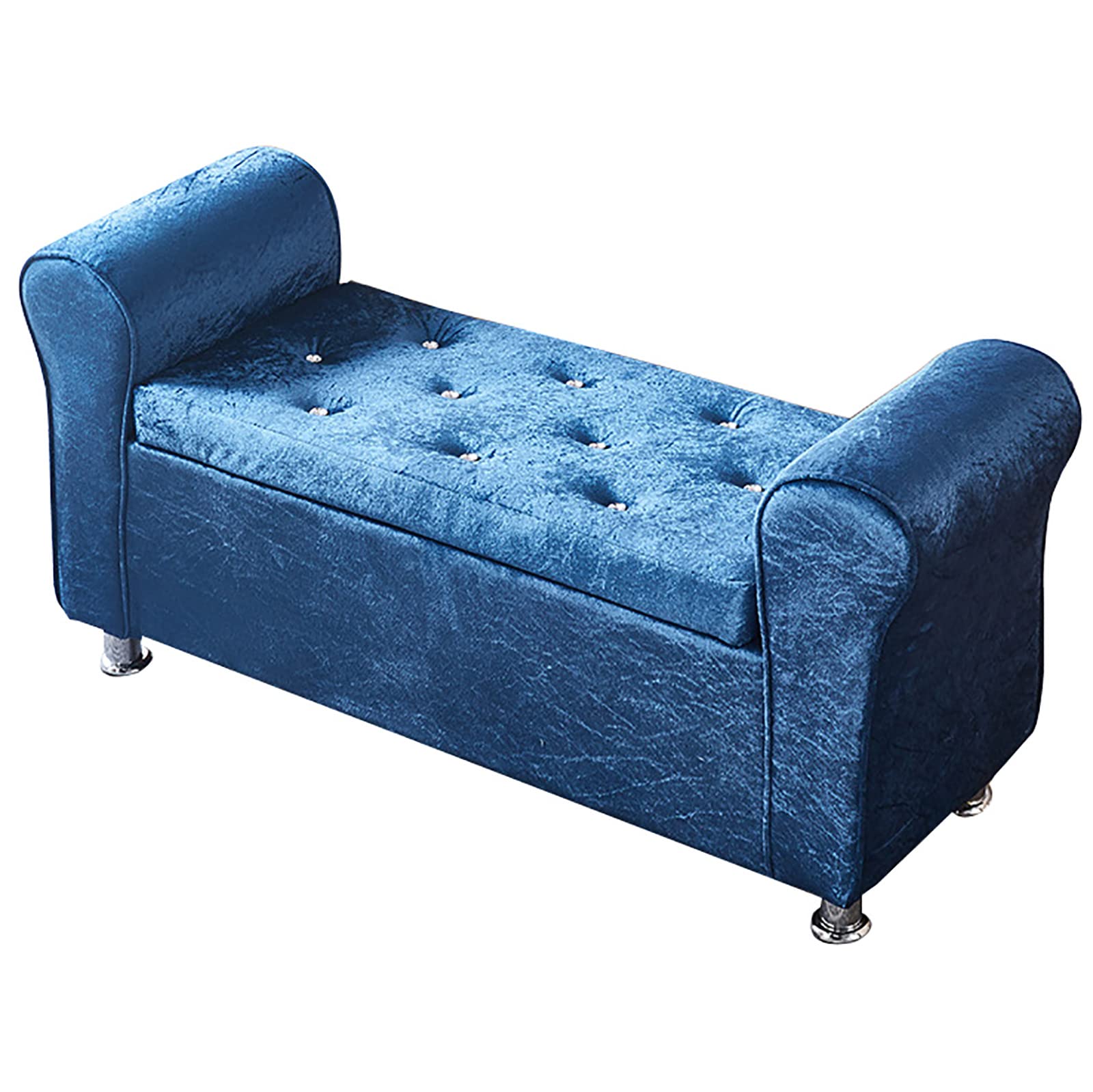 Banc à chaussures d'entrée moderne en velours bleu pour un accueil chaleureux et ordonné