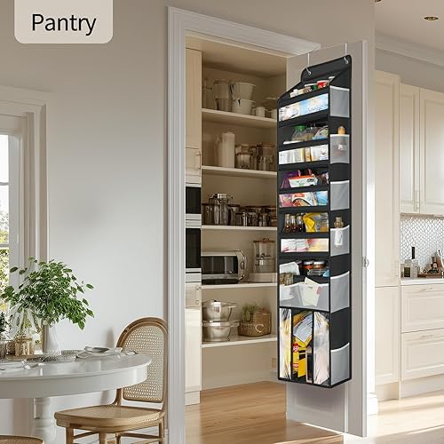 Miniatura 9 de Yecaye Organizador de 6 niveles sobre la puerta con contenedor desmontable, organizador de puerta de gran capacidad para colgar para dormitorio,