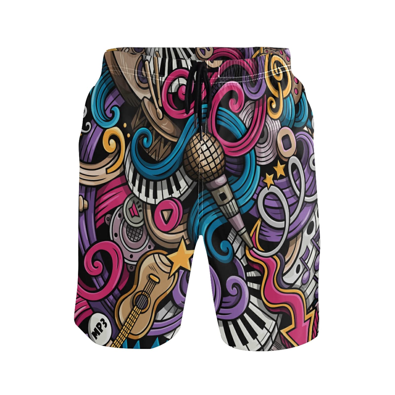 Linomo Men's Swim Shorts Musical Theme Swimming Trunks Beach Shorts Quick Dry Surfing Board Shorts for Men Multicoloured