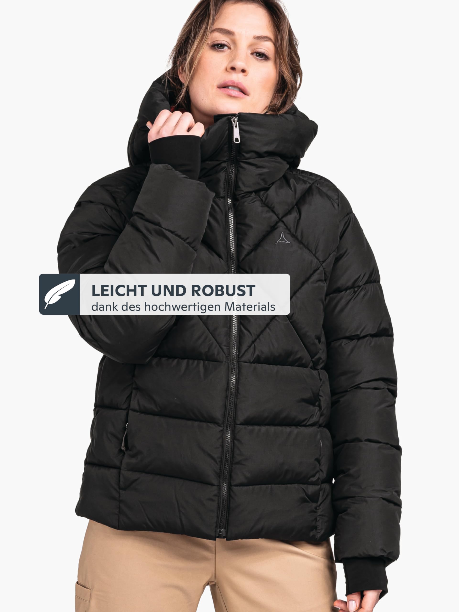 Schöffel Damen Ins Jacket Boston L, warme Winterjacke aus recycelten Materialien, leichte Steppjacke mit Kapuze, winddicht und wasserabweisend