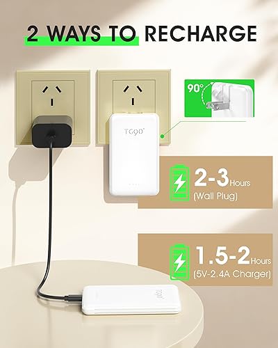 Miniatura 4 de TG90 Cargador portátil de 5000 mAh con enchufe de pared de CA integrado y cables, batería externa de 3 salidas compatible con iPhone161514