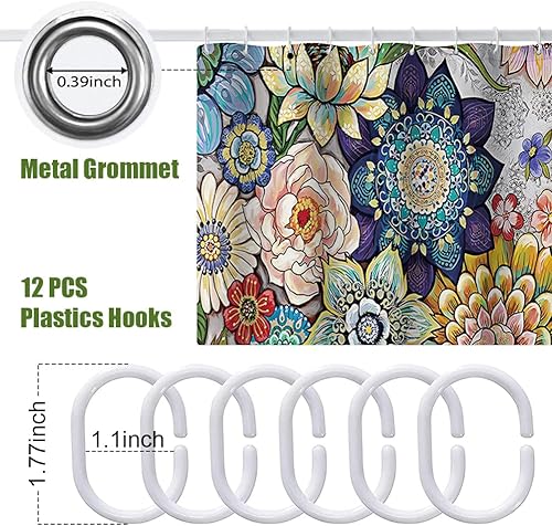 Miniatura 3 de socathey Cortinas de ducha para baño, forro de cortina de ducha de 72 pulgadas de largo x 72 pulgadas de ancho con 12 ganchos de plástico, tela de