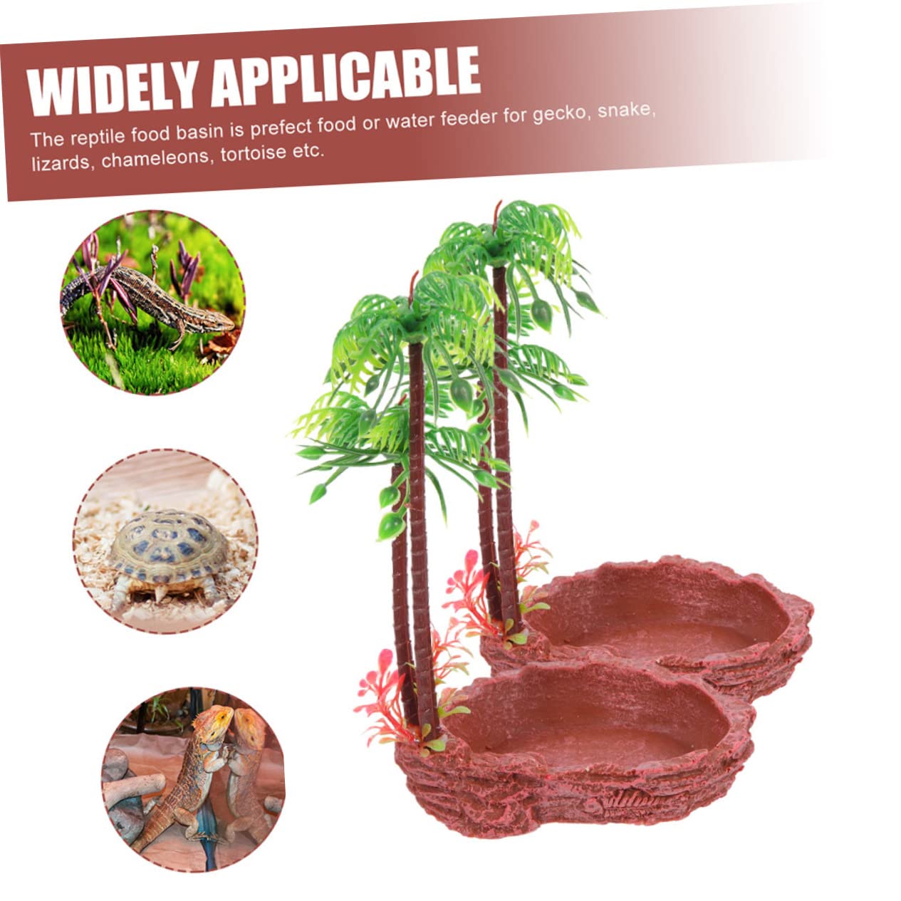 Accesorios para Fomentar la Alimentación de Resina para Reptiles Diseño Natural 2 Cuencos Verde Comederos Seguros para Serpientes y Reptiles en Terrarios