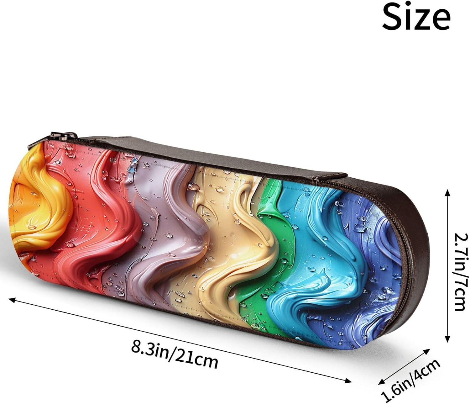 Oil painting waves Leather Multi Slot Pen Storage Case image 4
