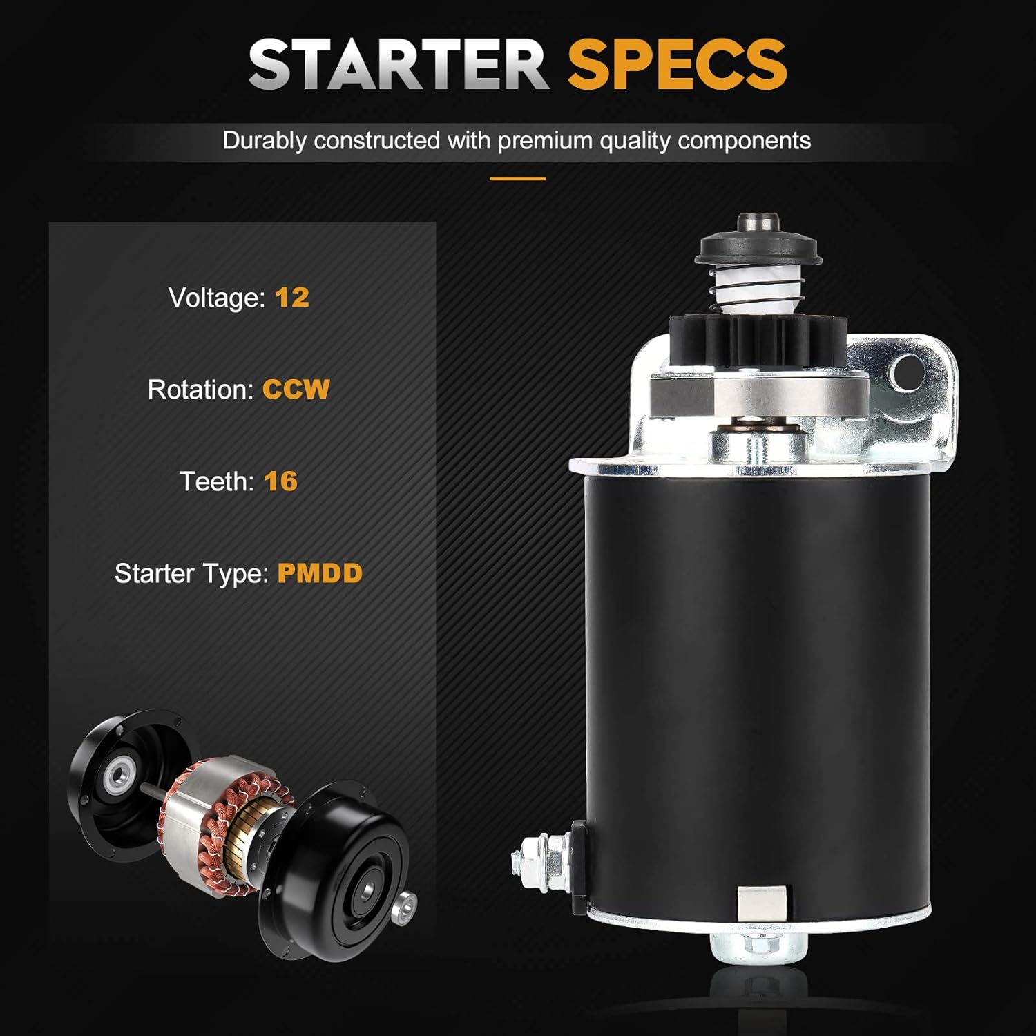 410-22003 Starter Compatible with Briggs 390838 391423, 392749 497594 497595 for John Deere AM122337 AM37352 AM39137 MIU13772 Replace SBS0001 78-4340, 98-9705