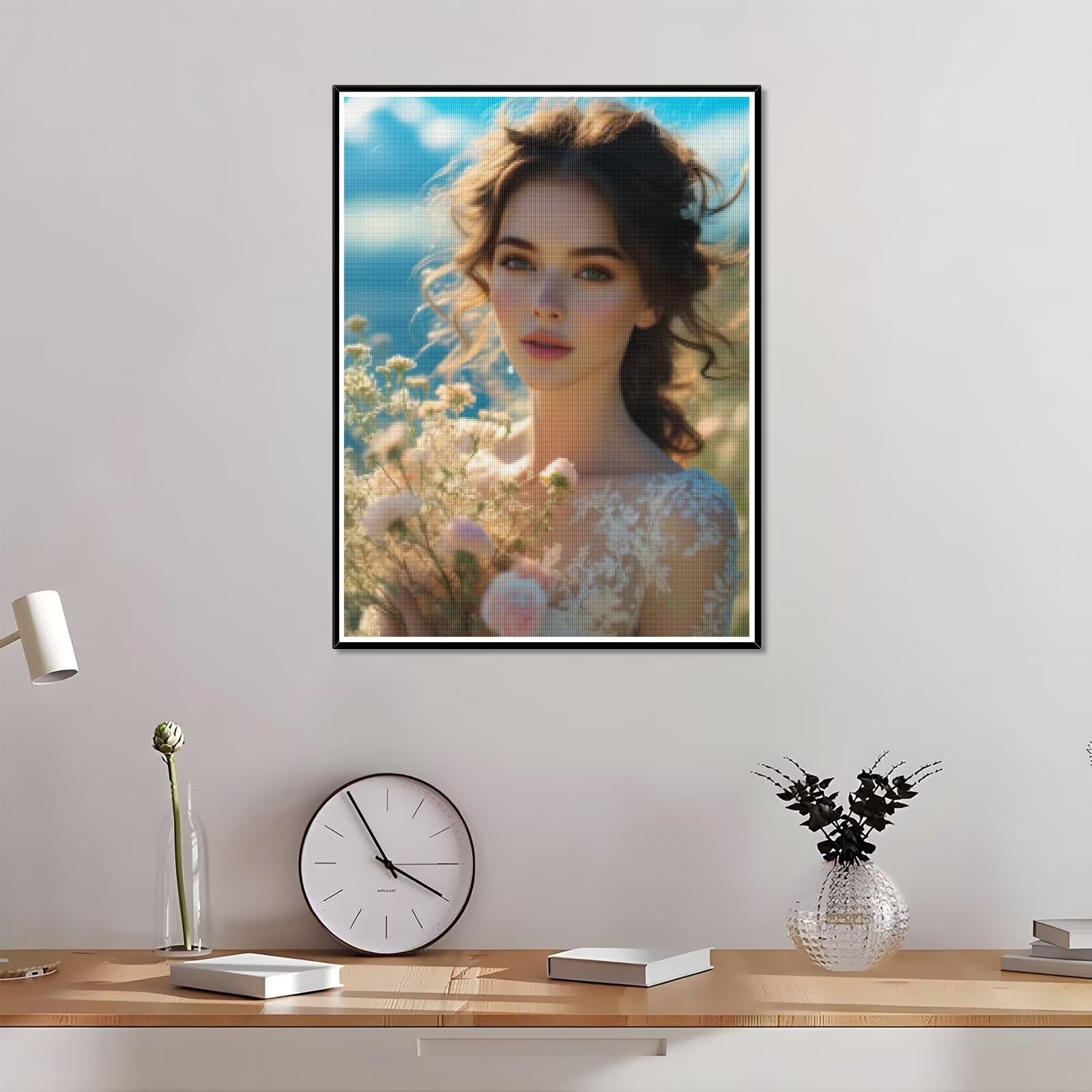 Diamond Painting Personalizzato, 5D DIY Diamond Painting Kit Completo Personalizzato, Kit per Pittura Diamante Personalizzati Con Foto, Mosaico Personalizzata Regalo per Arte Domestica 60x60cm L-245