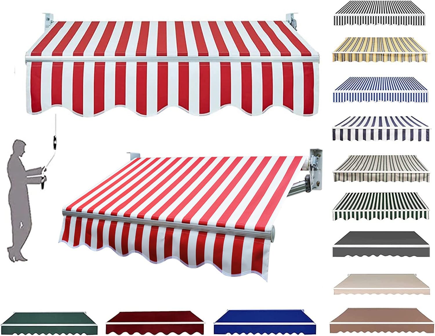 Tela de repuesto retráctil para toldo de patio poliéster impermeable de 2,5x1,5m
