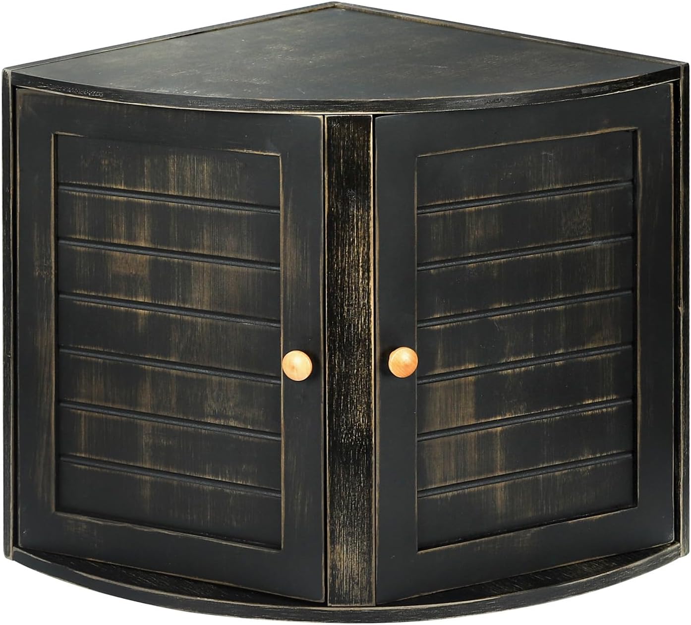 HOMEKOKO Double Layers Bamboo Corner Bread Box for Kitchen Counter, Vintage Wooden Large Capacity Bamboo Bread Food Storage Bin (Vintage Black)