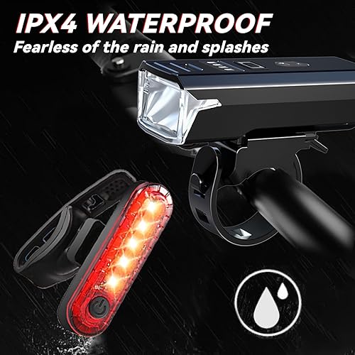 Miniatura 3 de Luces de bicicleta recargables por USB, superbrillantes, 1200 lúmenes, luces LED delanteras y traseras IPX6, impermeables, para rueda de bicicleta,