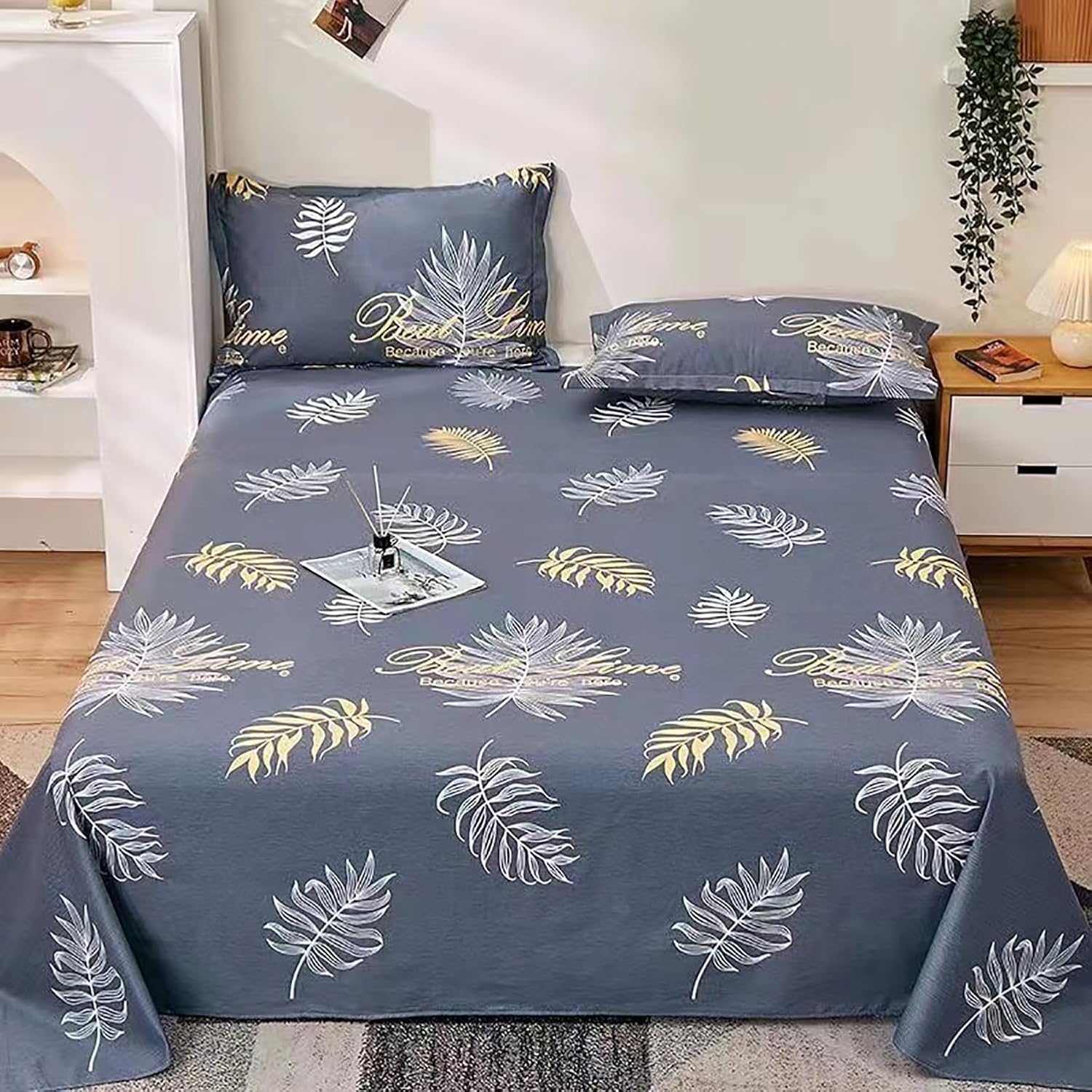 Waterproof Bed Sheet Cotton Lightweight Reusable Flat Bed Sheet Breathable Washable for Incontinence Bedding,Couch Bed,Hotel, Hospitals,Nursing Homes. (Triangle,King)