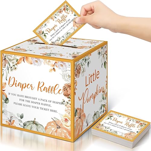 Vista 43 de Teling 51 Boletos para Rifa de Pañales con Caja de Tarjetas Decoraciones de Baby Shower Caja Porta Boletos de Baby Shower para Niña Niño Fiesta
