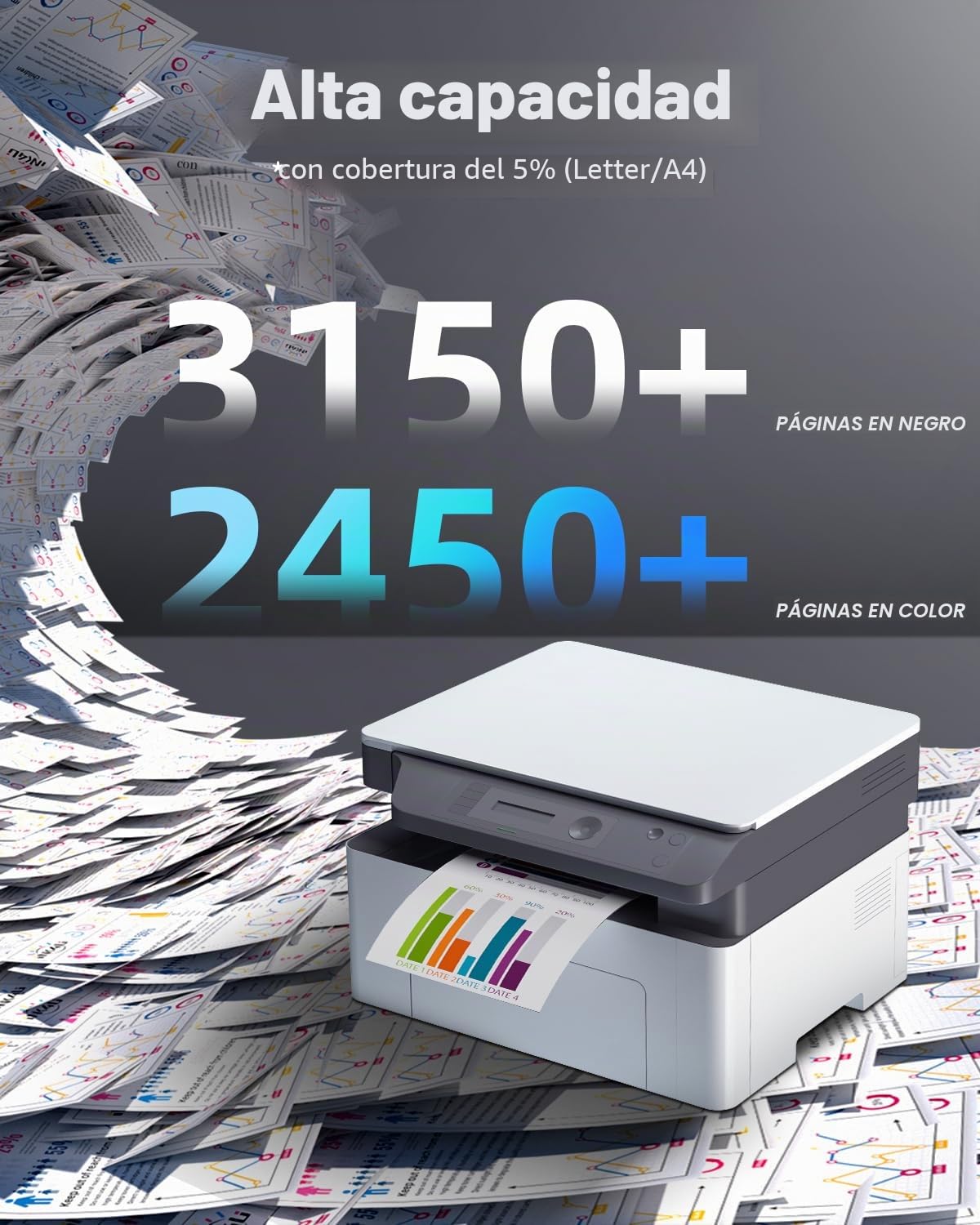 INK4U 207X Cartucho de tóner (con Chip) Compatible con HP 207X 207A Compatible con HP Color LaserJet Pro MFP M283fdw M282nw M255dw M255nw M283fdn M283cdw W2210X W2211X W2212X W2213X ( Pack de 4 )