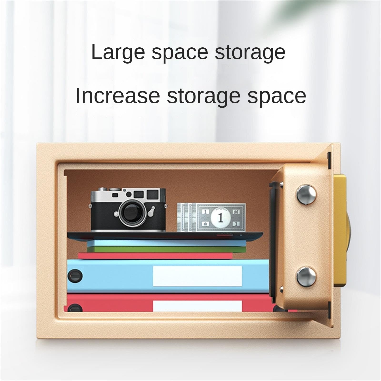 Multifonction Tirelire en Métal avec Empreinte Digitale Et Mot De Passe, Coffre-Fort for Pièces Monnaie Épargne Objet de décoration(Gold)