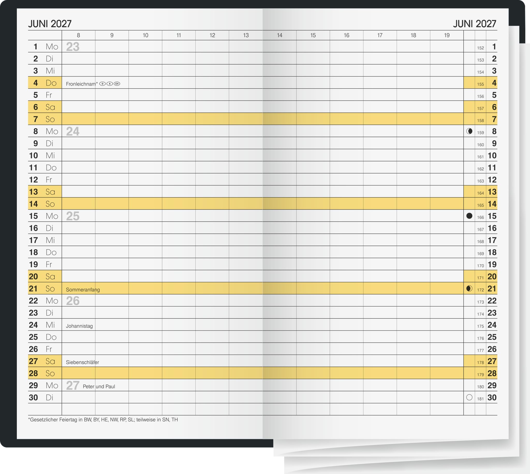 BRUNNEN Taschenkalender Mod. 746 2027 | A6, Leder, schwarz