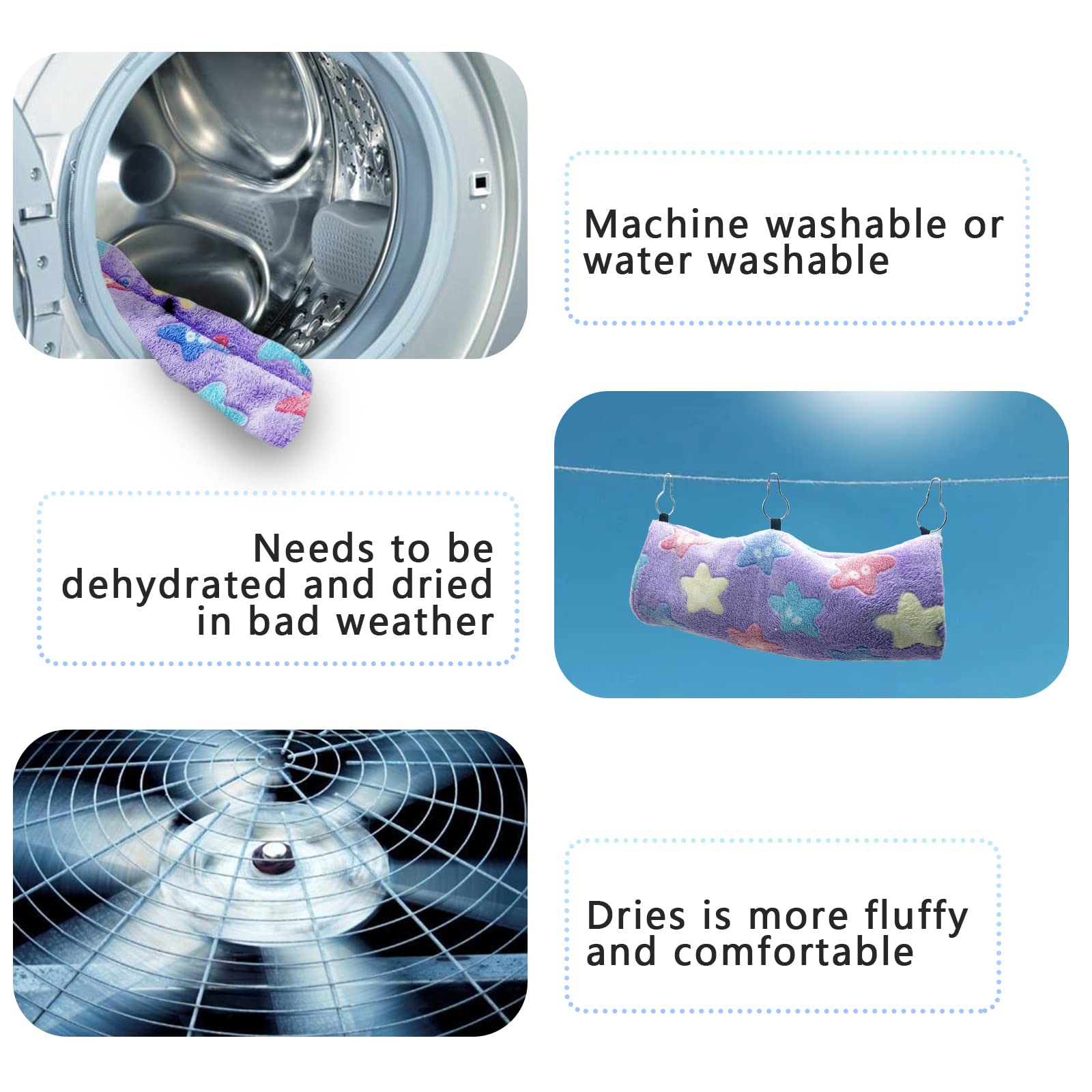 Hamac pour Cochon d'Inde, Furet, Rat, Cochon d'Inde, lit Tunnel à Suspendre, hamac pour Animaux de Petite Taille, Hamster, Chinchilla, Furet, cachette, Accessoires de Cage de Couchage, Violet - 5