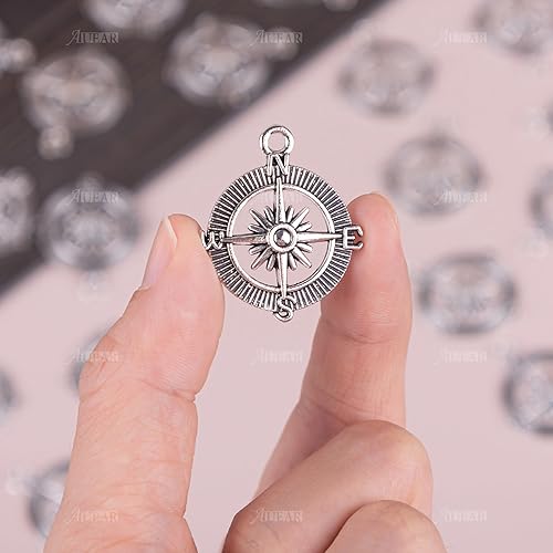 Miniatura 7 de AUEAR, Colgantes de brújula, cuentas espaciadoras de aleación para pulseras, collares, joyería, manualidades, bricolaje