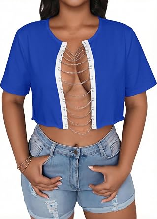 Hilinker Womens Sexy Cropped Graphic Tees