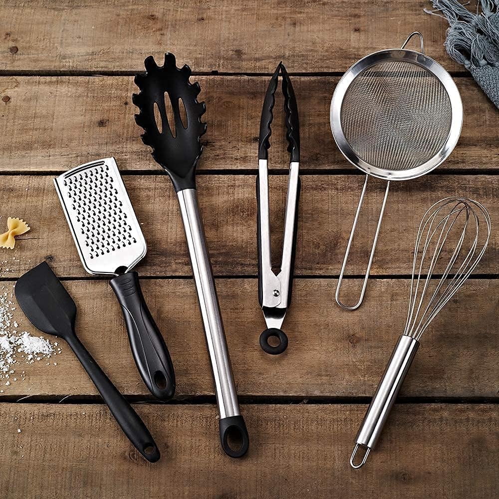 42-Piece Black Nylon and Stainless Steel Kitchen Utensil Set