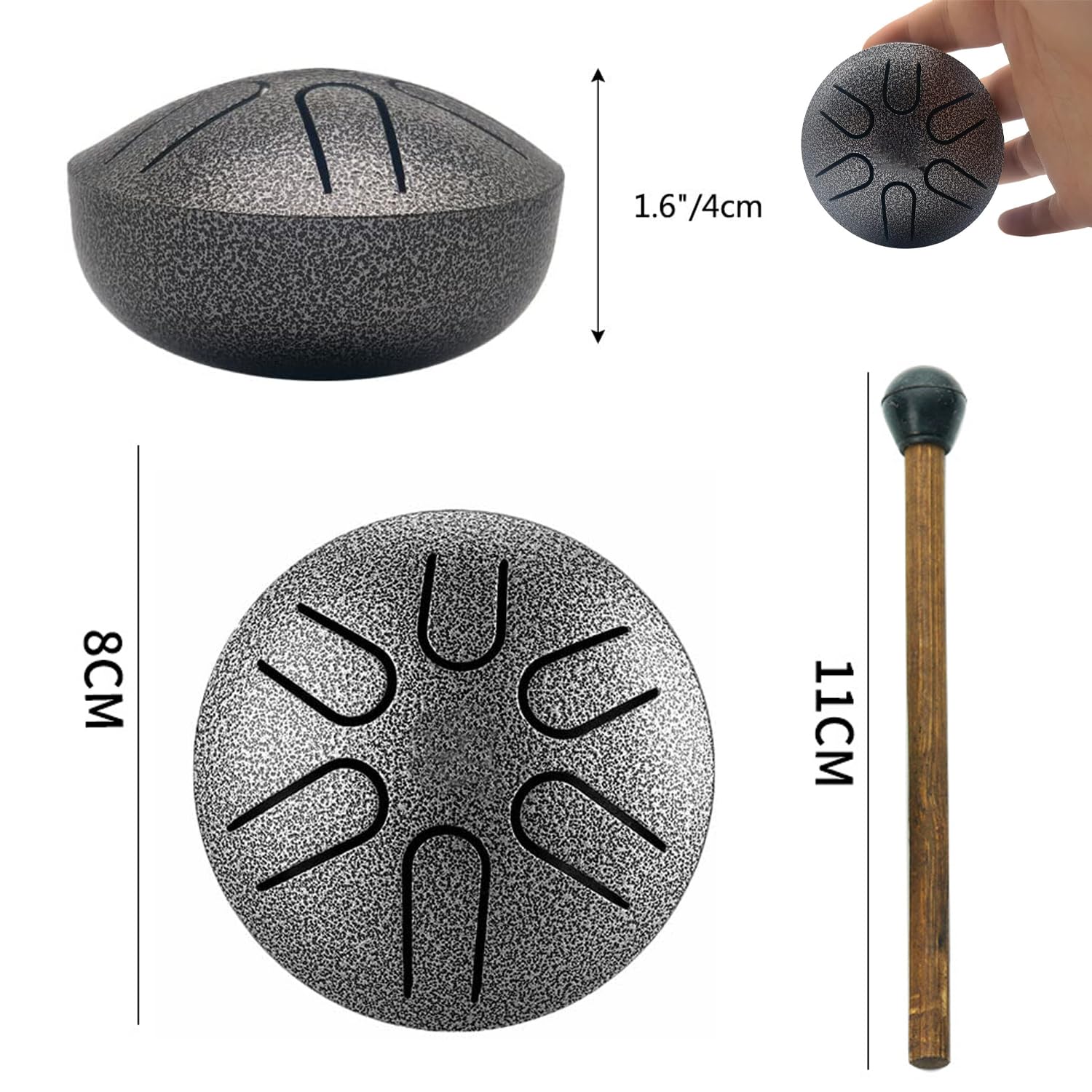 Norhogo 3 Inch 6 Note steel tongue drum with Drumstick, Music Book, handpan, rain drum - Image 2