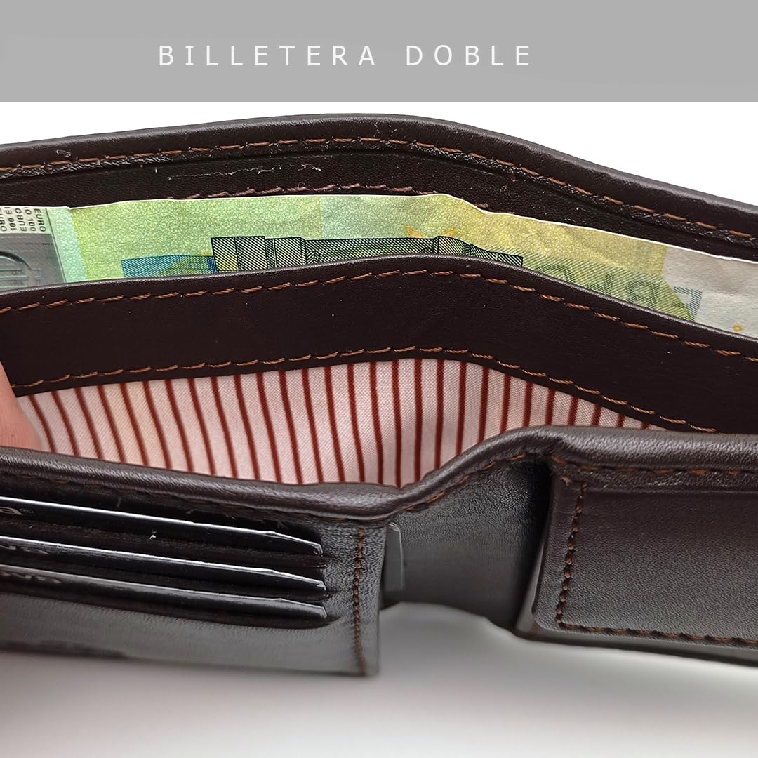 Cartera Hombre Piel Americana Elastico CON Monedero - 10096 Marron