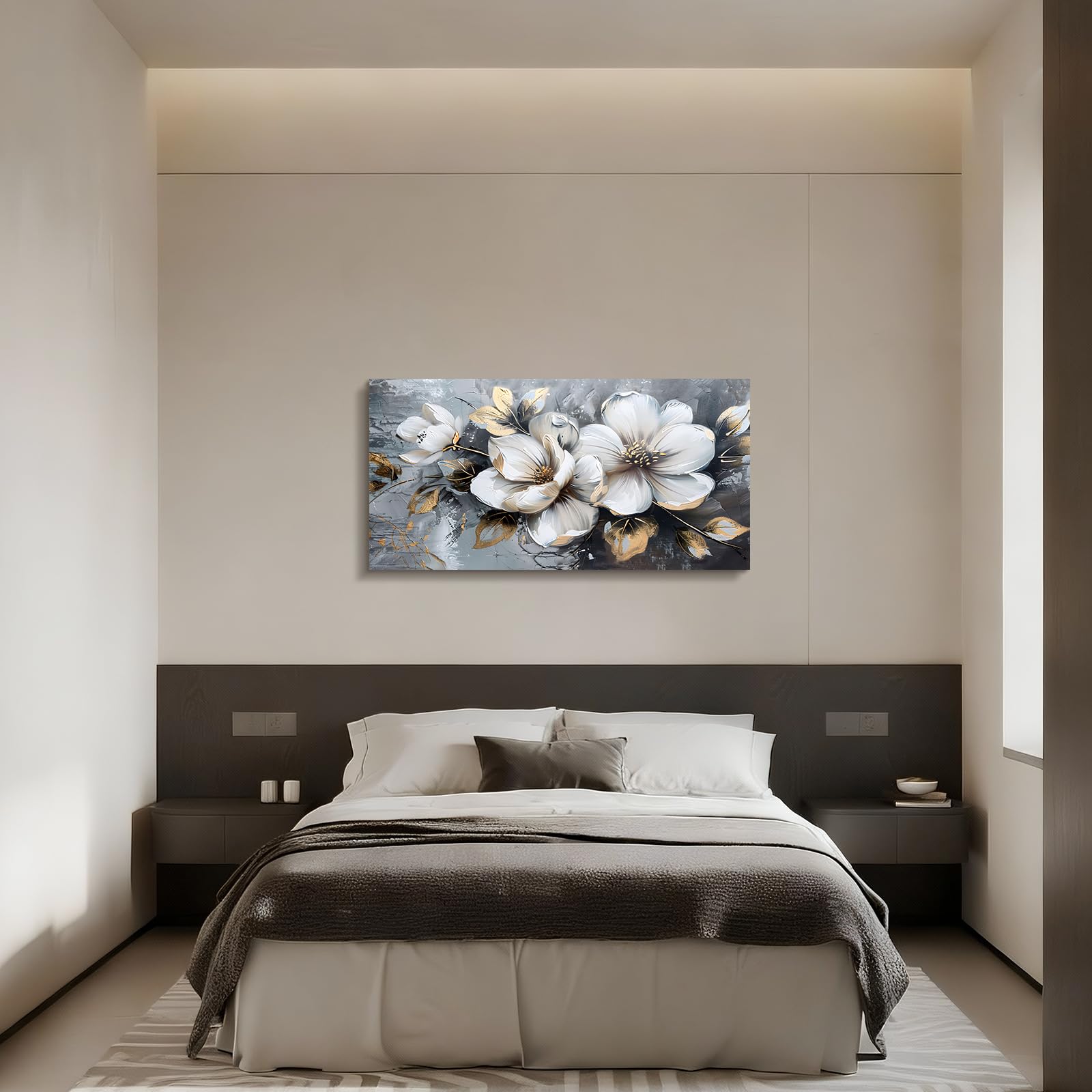 JHHUAMO Tableau Decoration Murale Salon Fleur Feuille Chambre 50x100 cm