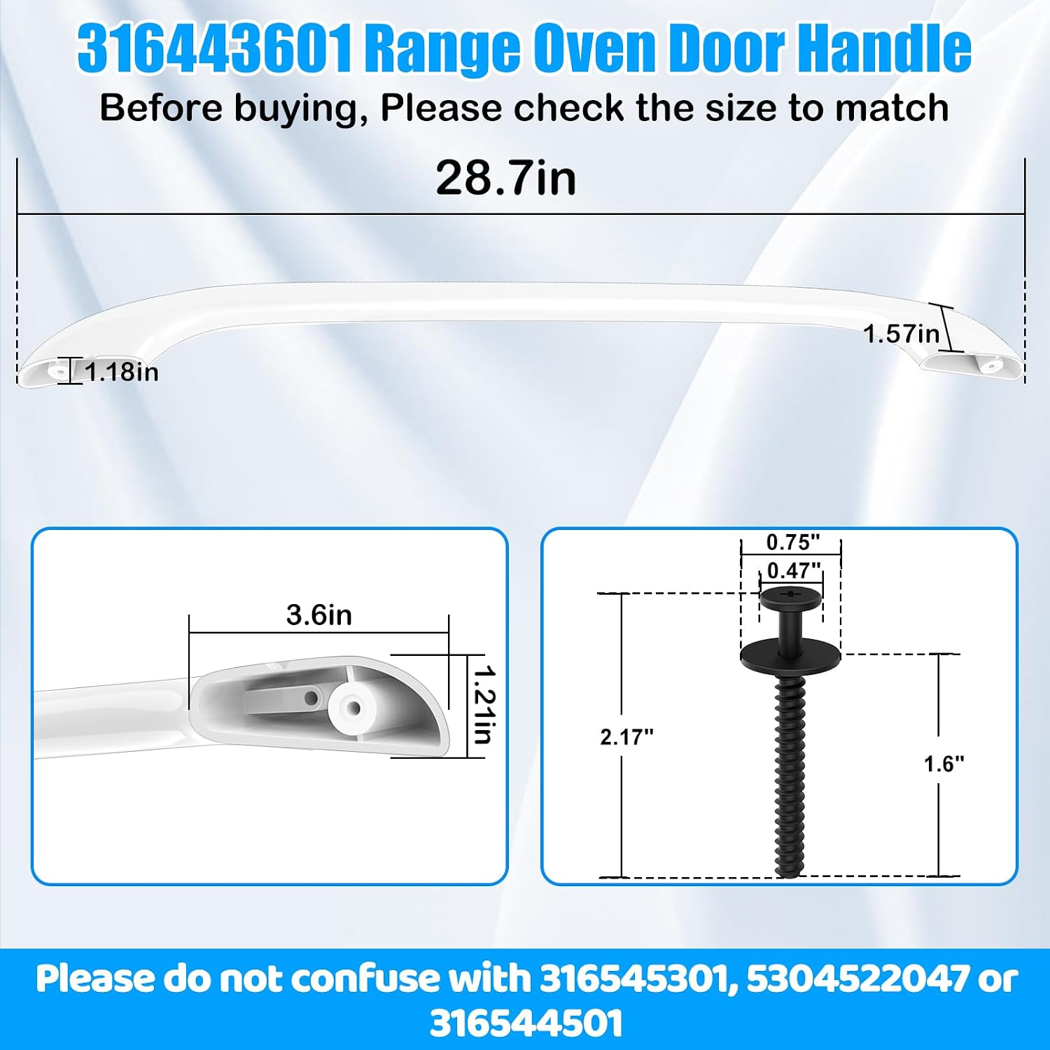 316443601 Oven Handle Replacement for Frigidaire Kenmore Oven Door Handle